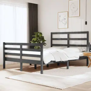 Berkfield Bed Frame Grey Solid Wood Pine 140x190 cm