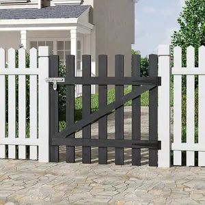 Grey Wooden Garden Fence Gate Single Swing Gate with Latch H 90cm x W 90cm