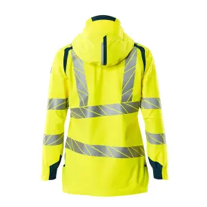 Mascot Accelerate Safe Ladies Lightweight Outer Shell Jacket (Hi-Vis Yellow/Dark Petroleum)  (Medium)