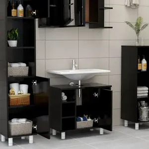 Berkfield Bathroom Cabinet Black 60x32x53.5 cm Engineered Wood