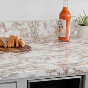 d-c-fix Marble Cortes Brown Self Adhesive Vinyl Wrap Film for Kitchen Worktops and Furniture 5m(L) 90cm(W)