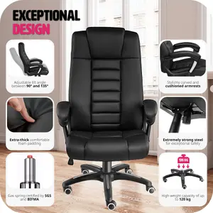 tectake Luxury office chair made of artificial leather - desk chair computer chair - black