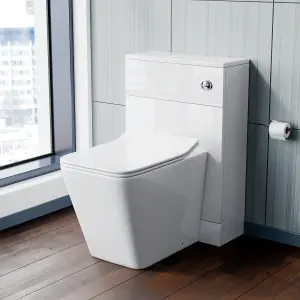 Nes Home Modern D Shape Back To Wall WC Toilet and Concealed Cistern Tank