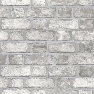 Galerie Homestyle White Grey Farmhouse Brick Smooth Wallpaper