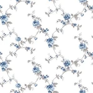 Galerie Cottage Chic Blue Flower Trail EcoDeco Material Wallpaper Roll