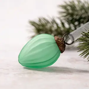 Emerald Frosted Glass Pinecones Bauble (Set of 6) Green