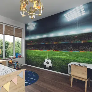 Origin Murals Football Stadium Green Matt Smooth Paste the Wall Mural 300cm Wide X 240cm High