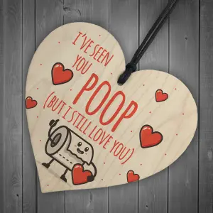 Red Ocean Valentines Funny Wood Heart Gift For Him Her Boyfriend Girlfriend Hanging Sign