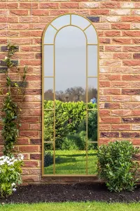 MirrorOutlet - The Arcus - Gold Framed Arched Leaner Garden Wall Mirror 67" x 24" (170  x 60 CM)