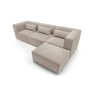 Doris Modular Corner Sofa in Beige Cord Chenille