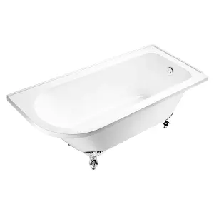 Balmoral 1700mm Freestanding Right Hand Shower Bath with White Claw & Ball Feet