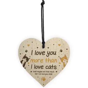 Red Ocean Funny Cat Gifts For Women Wood Heart Cat Sign Pet Gifts Crazy Cat Lady Gift