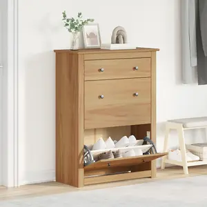 Berkfield Shoe Cabinet Panama 80x35x105 cm Solid Wood Pine