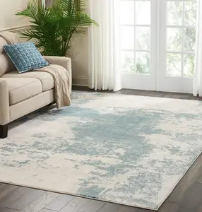 Ivory/Teal Modern Abstract Luxurious Easy to Clean Rug for Living Room and Bedroom-117cm X 178cm