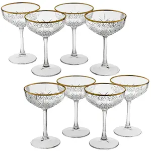 Queensway Home & Dining 255ml 8 Pcs Champagne Glasses Stemmed Tall Cocktail Glassware Set