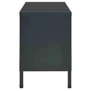 Berkfield TV Cabinet Anthracite 90x30x44 cm Steel and Glass