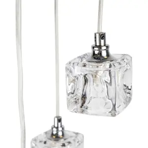 First Choice Lighting Pair of Chrome 5 Light Cluster Fitting with Ice Cube Glass Shades