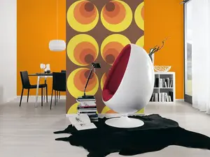 Retro 70s Big Circle Wallpaper Brown Orange Yellow Paste The Wall AS Creation