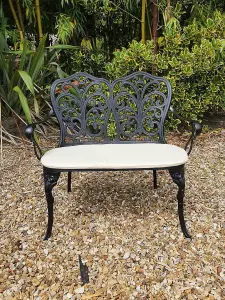 Cast Aluminium Love Seat Bench - Black