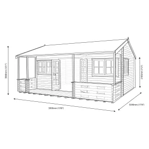 Shire Kingswood 18x20 ft Toughened glass & 4 windows Apex Wooden Cabin with Felt tile roof