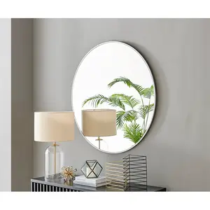 Alcantera Round Metal Frame Wall Mirror Simple and Elegant Modern Design Copper / 100cm H x 100cm W