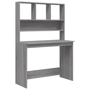 Berkfield Desk with Shelves Grey Sonoma 102x45x148 cm Engineered Wood