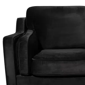 3 Seater Velvet Sofa Black LOKKA