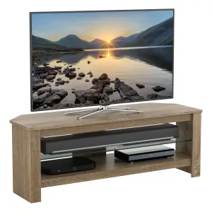 AVF Calibre Plus 1.15m TV Stand with Glass Shelf, for TVs up to 55" - Rustic Sawn Oak