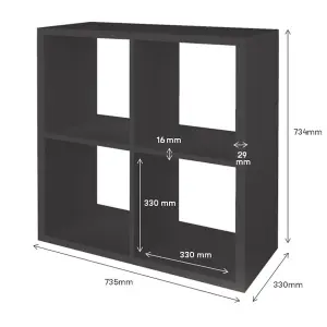 GoodHome Mixxit Grey Freestanding 4 shelf Cube Shelving unit, (H)734mm (W)735mm