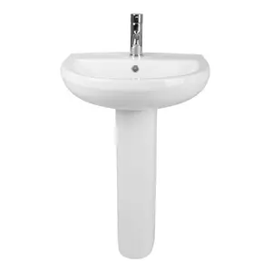 17 Stories Markallen 55.5mm L x 425mm W White Ceramic U-Shaped Sink with Overflow