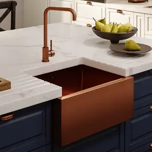 Astini Belfast 600 1.0 Bowl Copper Brushed Stainless Steel Kitchen Sink & Waste