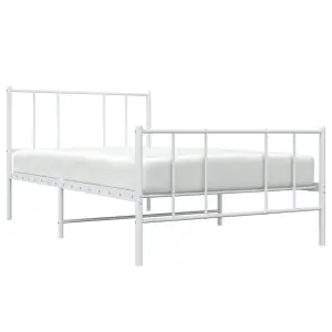 Berkfield Metal Bed Frame with Headboard and Footboard White 90x190 cm 3FT Single