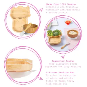 Tiny Dining - Llama Bamboo Suction Baby Feeding Set - White - 4pc