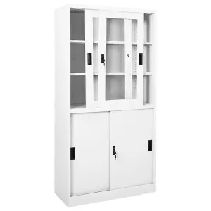 Berkfield Office Cabinet with Sliding Door White 90x40x180 cm Steel