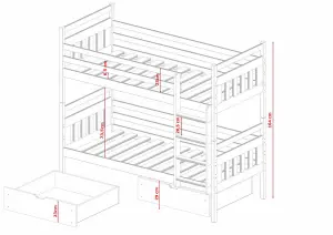 Modern White Matt Bunk Bed with Storage & Foam/Bonnell Mattresses - Sleek, Space-Saving Design (H1640mm x W1980mm x D980mm)