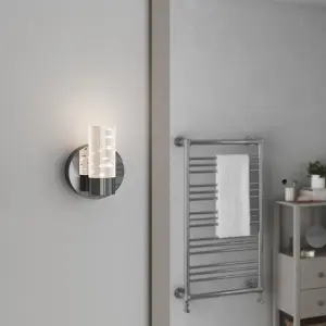 GoodHome Myvat Silver Chrome effect Wired Wall light