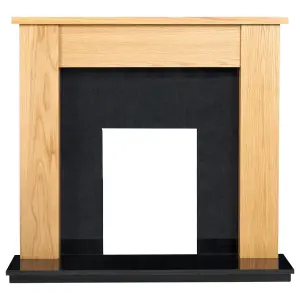 Adam Buxton Fireplace in Oak & Black Granite Stone, 48 Inch