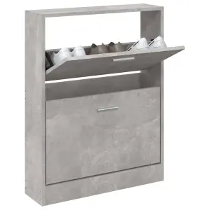 Berkfield Shoe Cabinet Concrete Grey 59x17x81 cm Engineered Wood