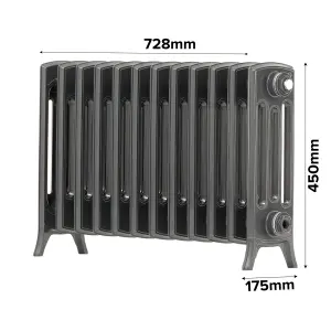 Arroll Edwardian Cast aluminium Anthracite Grey 12 Column Radiator, (W)728mm x (H)450mm