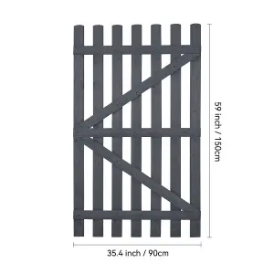 Grey Wooden Garden Fence Gate Single Swing Gate with Latch H 150cm x W 90cm