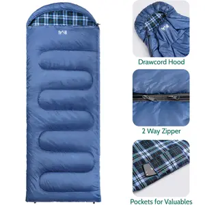 Trail Cotton Sleeping Bag Luxury Flannel Lined 3 to 4 Season Single with Bag