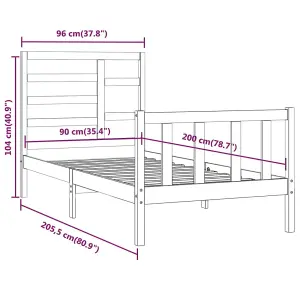 Berkfield Bed Frame Solid Wood Pine 90x200 cm