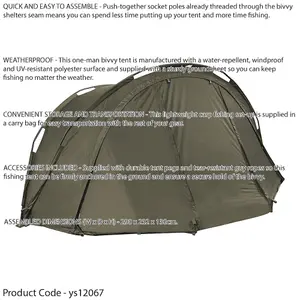 2-Person Waterproof Carp Fishing Bivvy Tent with Adjustable Reclining Camp Chairs Set