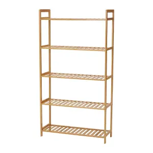 5-Tier Solid Wooden Shoe Rack for Entryway Natural