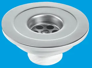 McAlpine SW45P 1.5" Centre Pin Sink Waste 113mm Stainless Steel Flange Reducer Waste with Plug