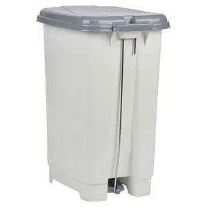 Esmerelda Plastic Pedal Lid Pedal Bin - 15.45L Light Grey/Beige