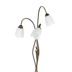 Luminosa Sonia Multi Arm Floor Lamp, Glass Shades, 3x E14