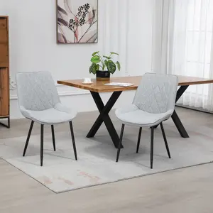 Set of 2 Bovino Fabric Dining Chairs - Light Grey