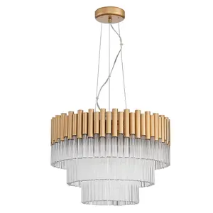 Luminosa Contemporary Pendant Ceiling 7 Light Gold, Crystal