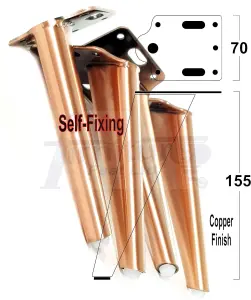 4 x FURNITURE FEET COPPER METAL SOFA LEGS 155mm HIGH SOFAS CHAIRS STOOLS PreDrilled CWC1101